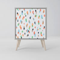 SIDEBOARD ENERGETIC SPOTS, Grau, 57,5x42x77,5 cm, Schräge Buchenholzfüße - Buchefarben/Multicolor, Holzwerkstoff/Buchenholz (57.5/77.5/42cm) - SpaceRebels