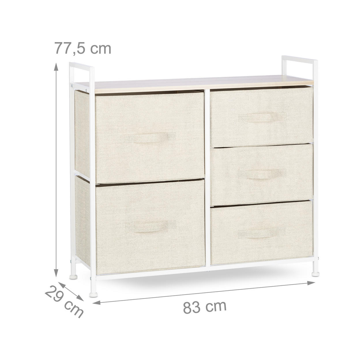 SCHUBLADENBOX - Creme, Holzwerkstoff/Textil (83/77.5/29cm) - Relaxdays