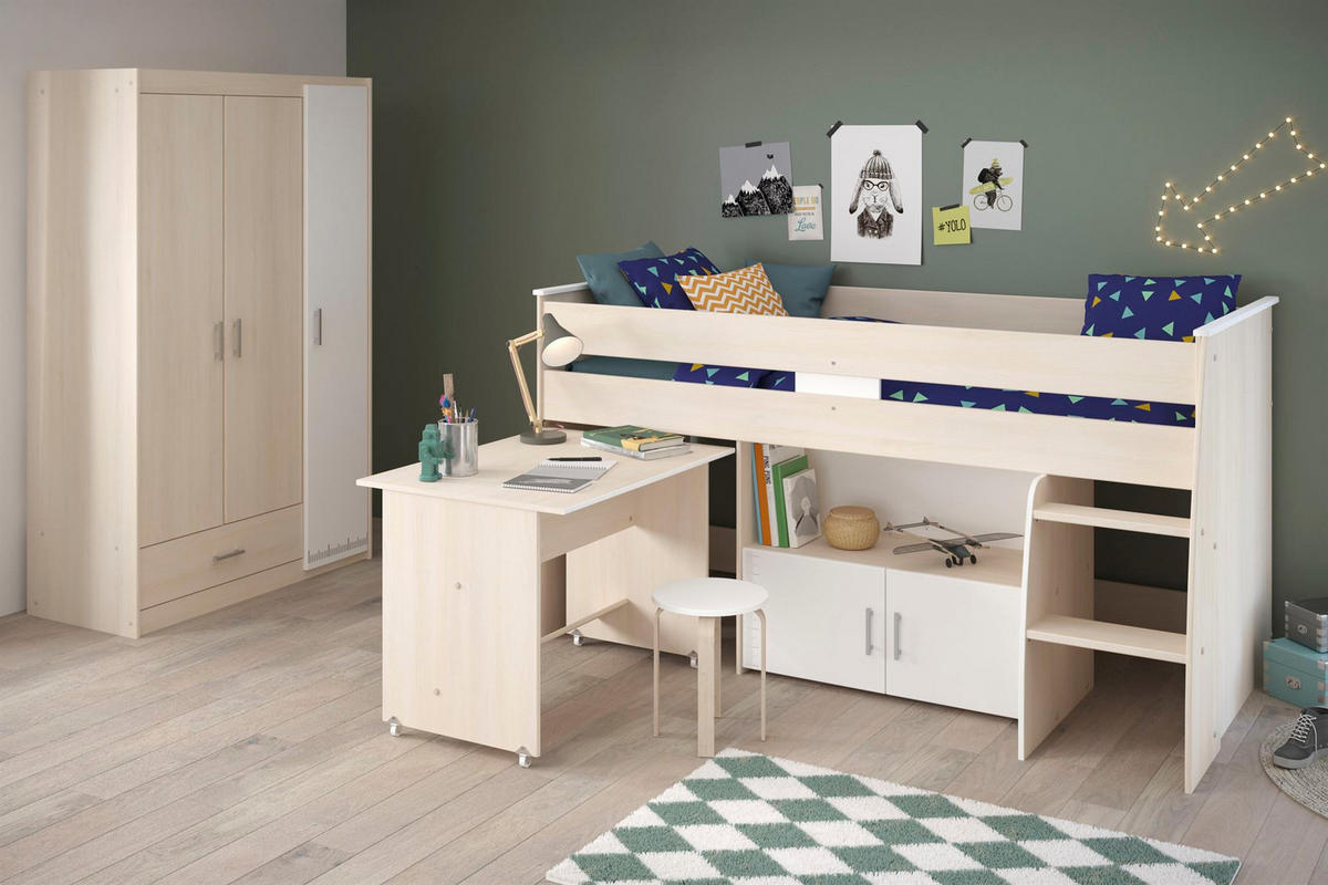 KINDERZIMMER-SET 2-tlg. Parisot Charly 6 Holzdekor Akazie/Weiß - Weiß/Akaziefarben, Kunststoff (100/1/200cm) - 58aufmkessel