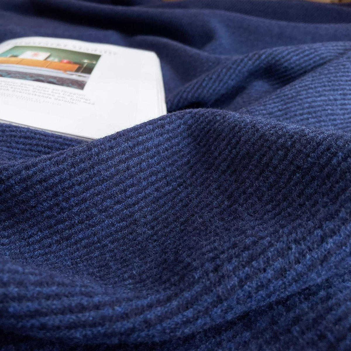 WOLLDECKE Merino warm 160 x 200 cm Navy Blau - Dunkelblau, Textil (160/200cm)