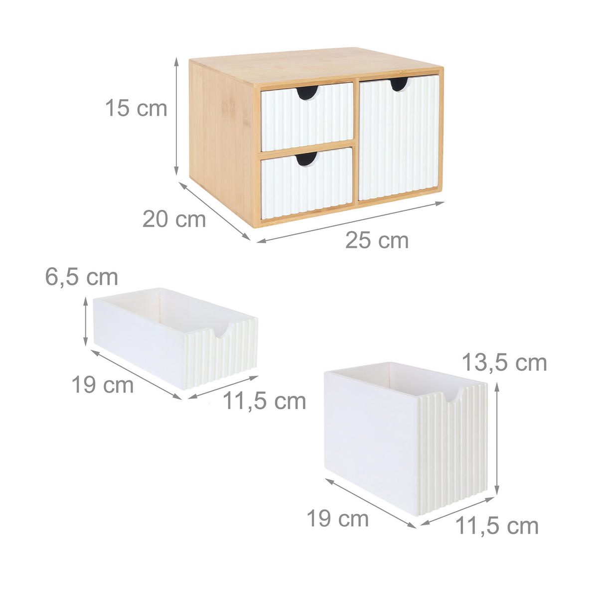 SCHUBLADENBOX - Multicolor, Holz/Holzwerkstoff (20/25/15cm) - Relaxdays