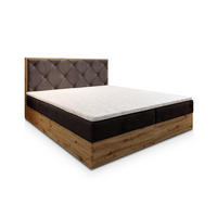 BOXBETT FOSCO 140x200 cm mit Matratze und Topper - Braun - Braun, Holz (140/200cm) - MASSENO