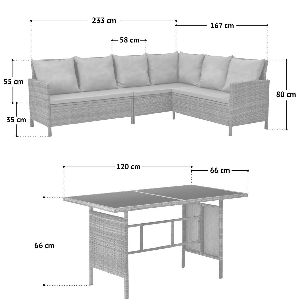 RATTAN-LOUNGE Madison - Schwarz/Grau, Kunststoff - SVITA