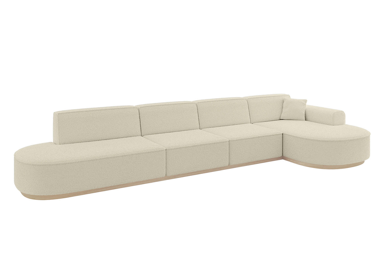 ECKSOFA Ottomane Rechts MARI-L3-v1 - 413x171x83 cm Beige Bouclé - Beige, Holzwerkstoff/Textil (171/413cm) - ALTDECOR
