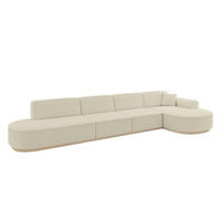 ECKSOFA Ottomane Rechts MARI-L3-v1 - 413x171x83 cm Beige Bouclé - Beige, Holzwerkstoff/Textil (171/413cm) - ALTDECOR