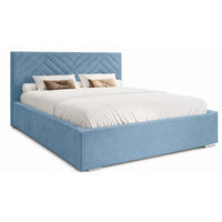 POLSTERBETT 120x200 cm AURA, Doppelbett mit Bettkasten und Lattenrost aus Holz, Velourstoff: Hellblau - Hellblau, Holz/Kunststoff (120/200cm) - Marpur