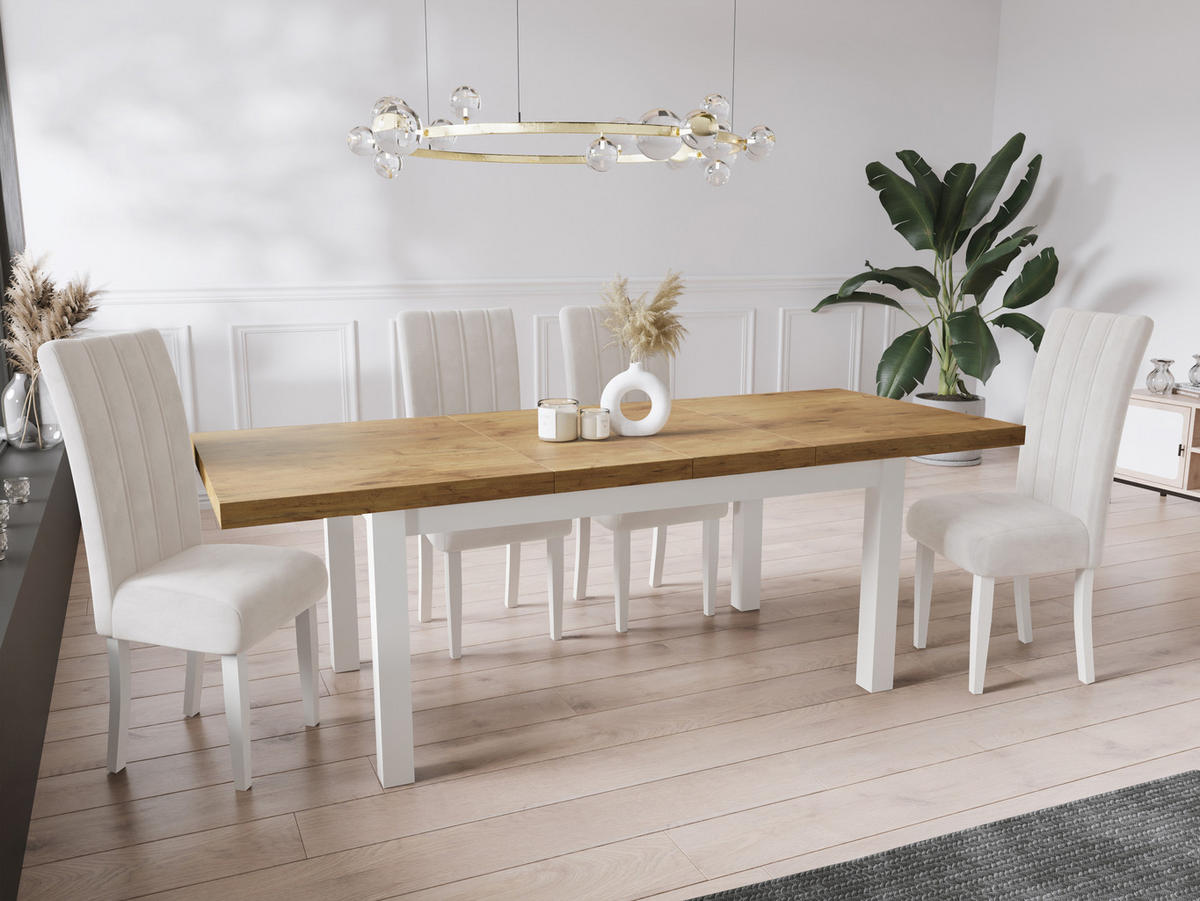 ESSTISCH Avena rechteckig ausziehbar, Lancelot Eiche 120/80/78 - Eichefarben/Weiß, Holz/Holzwerkstoff (120/80/78cm) - WFL GROUP