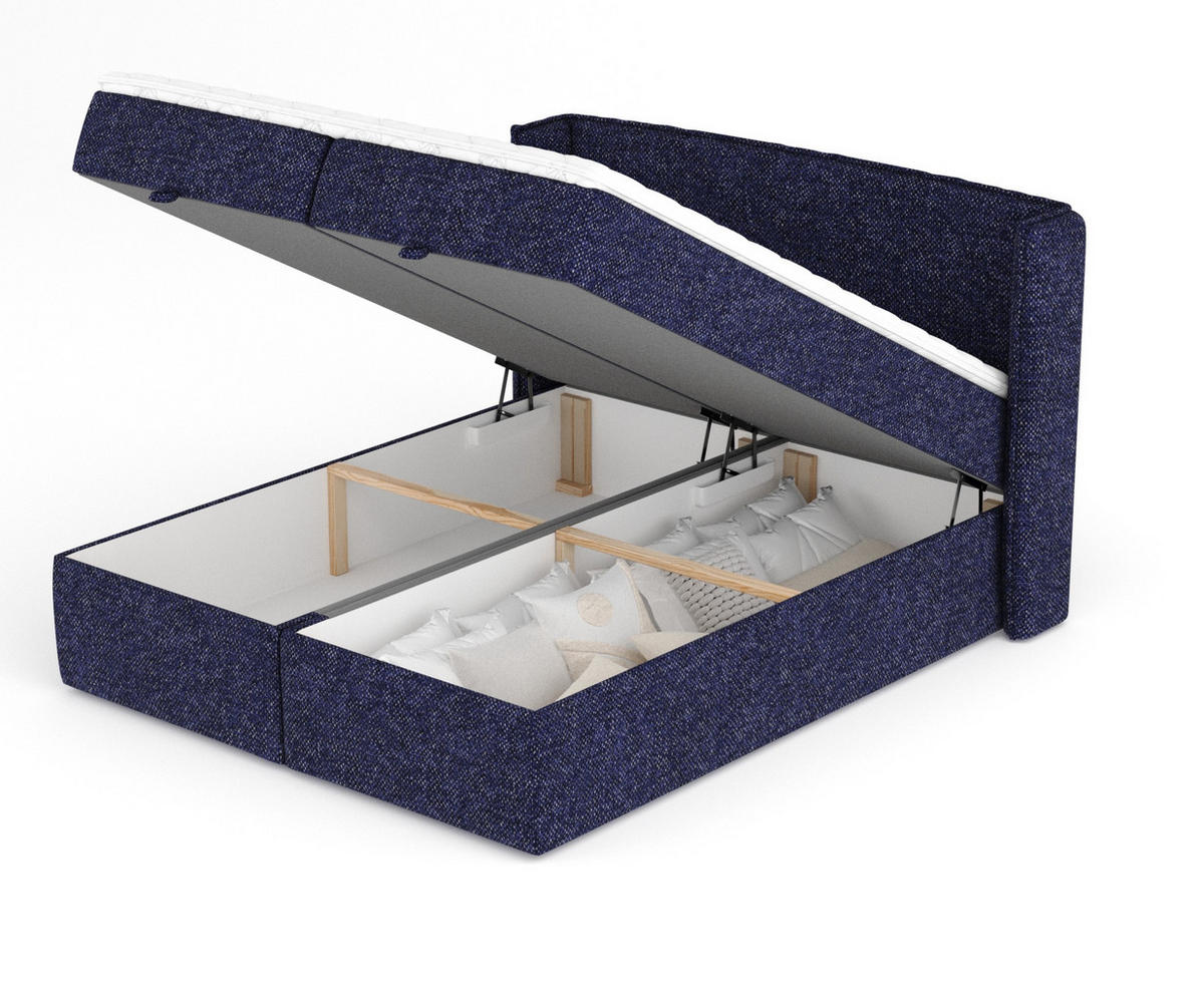 BOXBETT Passion Marineblau 160/200 cm mit Matratze und Topper - Schwarz/Dunkelblau, Holz/Holzwerkstoff (160/200cm) - Maison de Reve