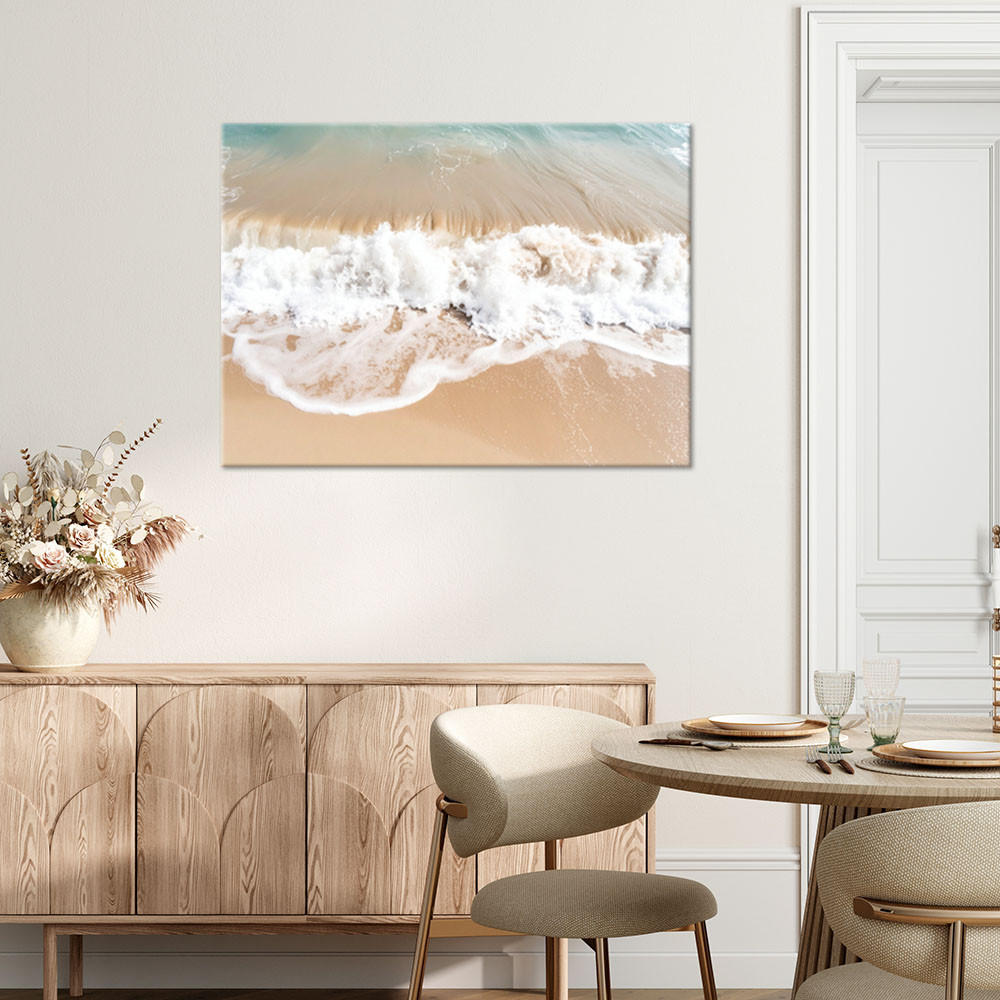 LEINWANDBILD Strand Meer Wellen Natur beige 60x40cm - Beige, Textil (60/40cm) - Feeby