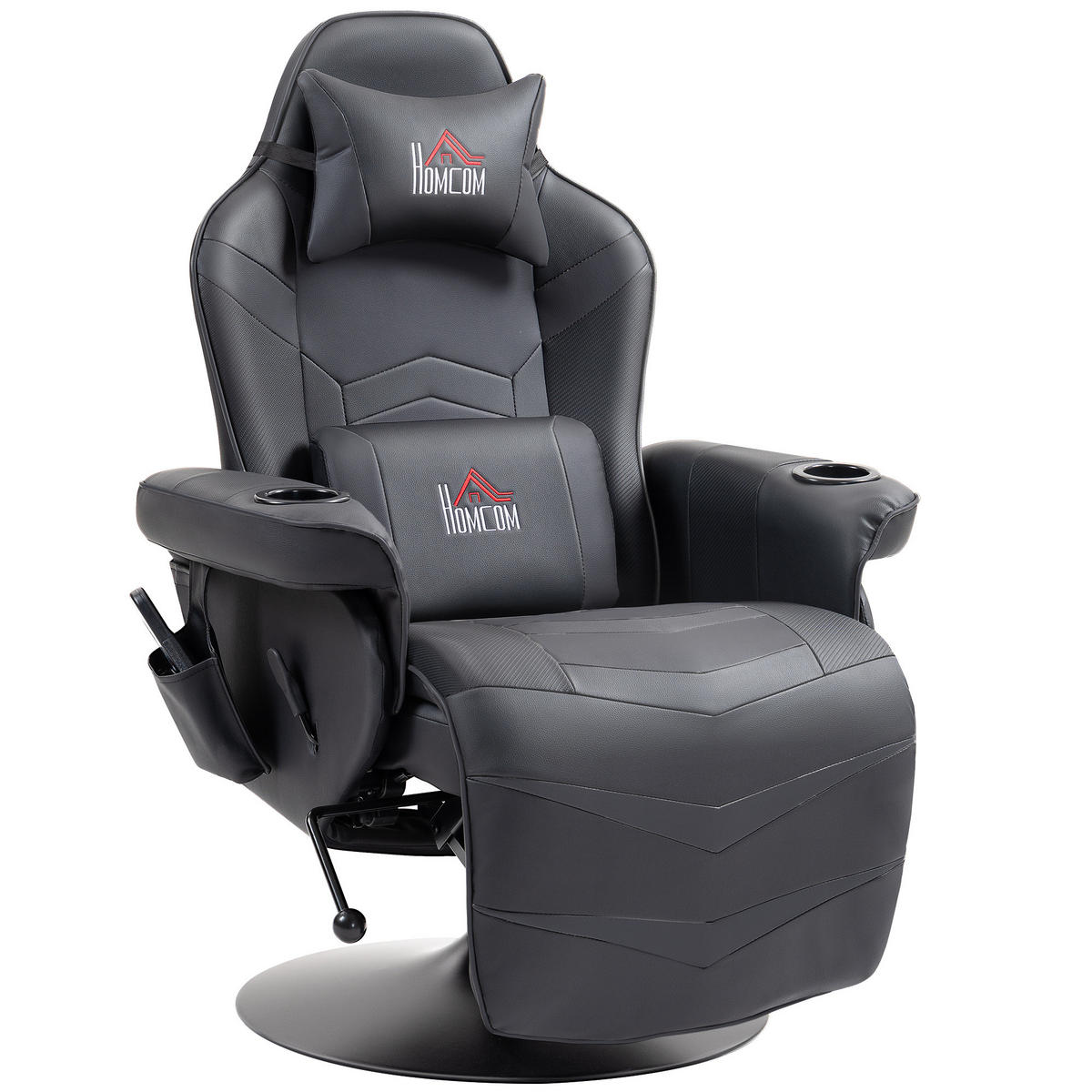 RELAXSESSEL mit Massagefunktion, Kissen, Kunstleder, Schwarz - Schwarz, Leder (82.5/111.5/79.5cm) - HOMCOM