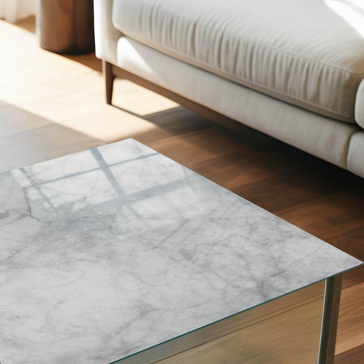TISCHPLATTE 50x50 cm – Grauer Marmor - Grau, Glas (50/50/0.4cm) - Wallfluent