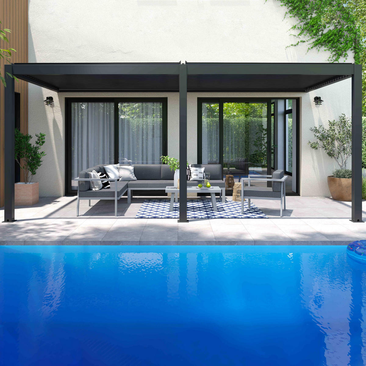 PERGOLA 6x3 m, Grau - Grau, Metall (281/257/574cm) - Oviala