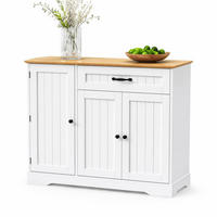 SIDEBOARD mit 3 Türen und Schublade MDF Weiß/Natur - Beige, Holzwerkstoff (107/83.4/40cm) - Meubliv