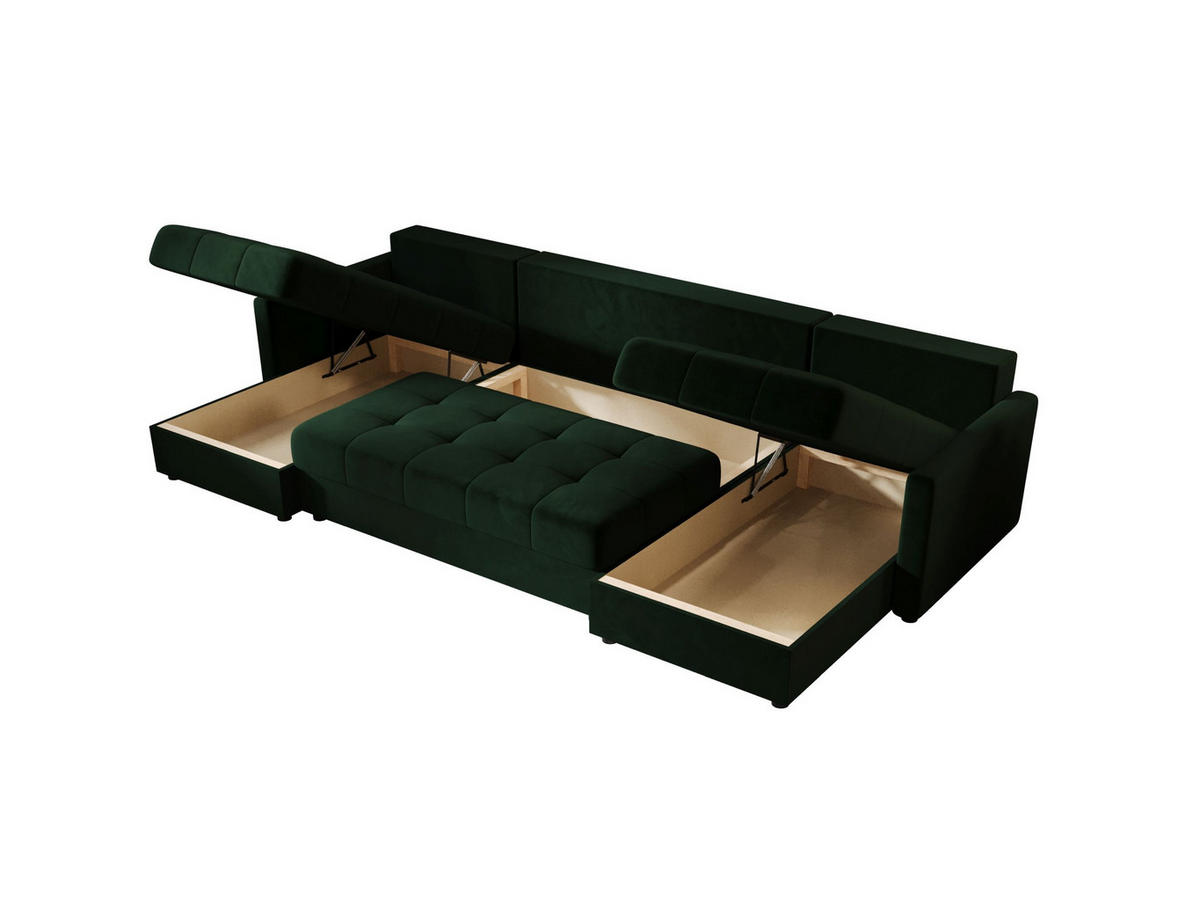 ECKSOFA MOS U BIS Itaka 10 mit Schlaffunktion - Dunkelgrün, Textil (285/85/140cm) - Bedante