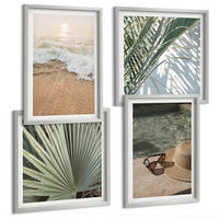 BILDER SET 4er Set - 50x50 cm & 40x60 cm Silberner Rahmen - Strandhut und Sonnenbrille - Silberfarben, Kunststoff (50/50cm) - TULUP