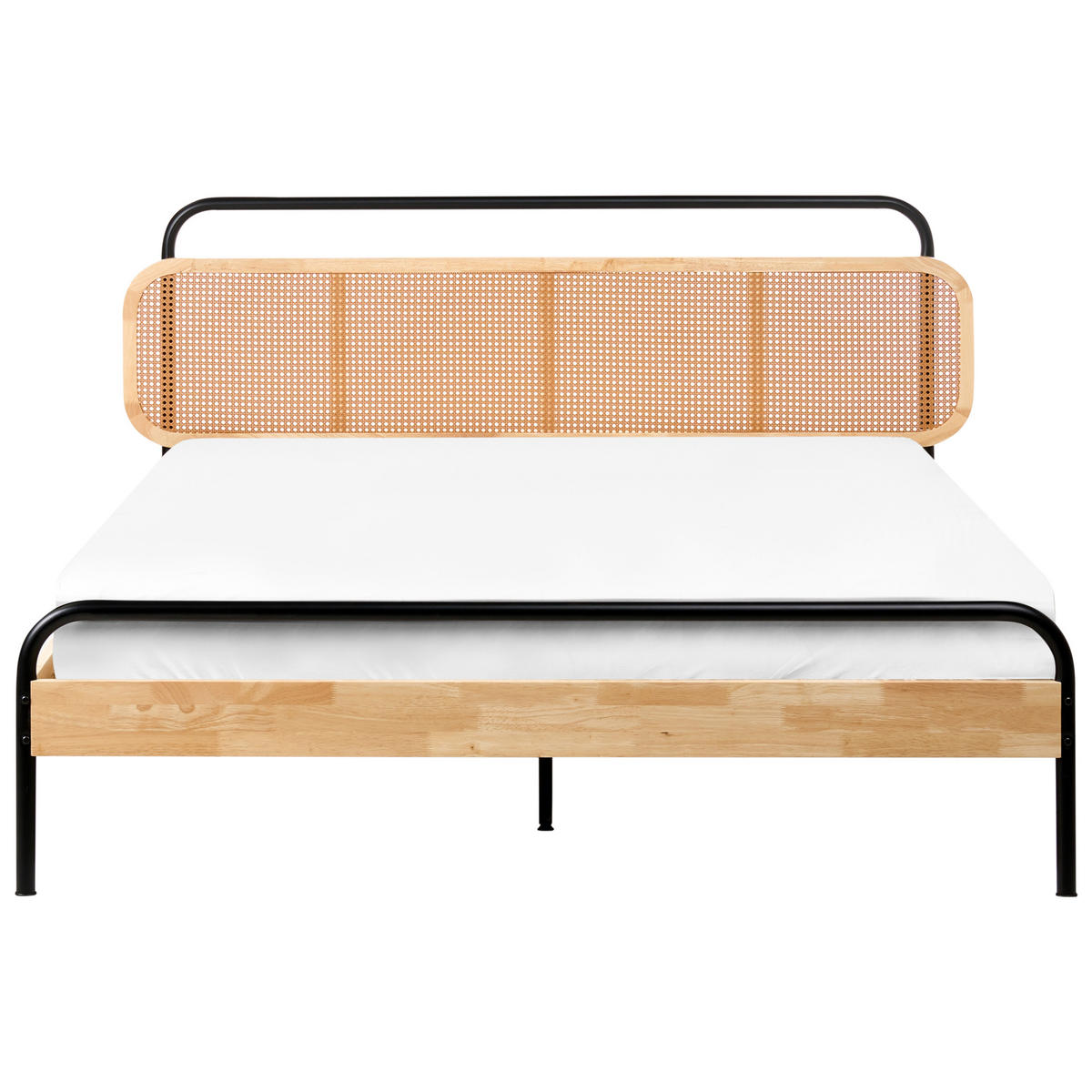 BETT mit Lattenrost 160/200 cm Hellbraun Boussicourt - Hellbraun/Schwarz, Holz (160/200cm) - Beliani
