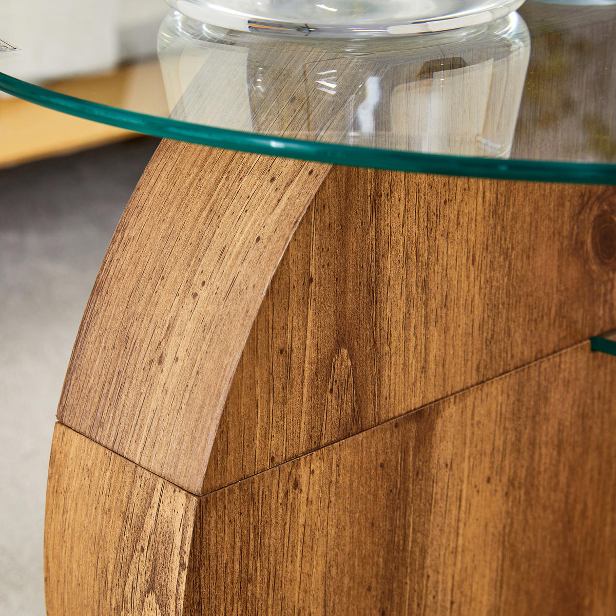COUCHTISCH 69,8 cm aus Glas und MDF mit Ablagen in Holzoptik - Klar, Holzwerkstoff (69.8/69.8/49.8cm) - Flora Grace