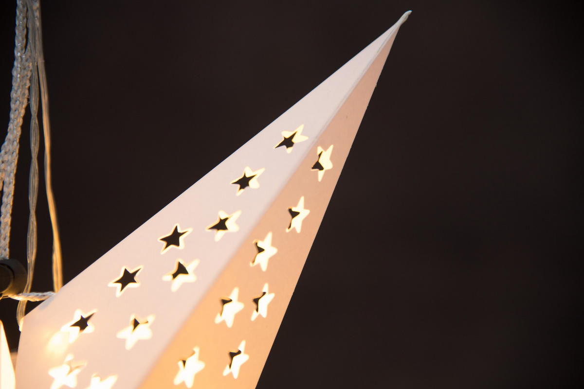 PAPIERSTERN LED 43 cm batteriebetrieben - Weiß, Papier (19/2.5/26cm)