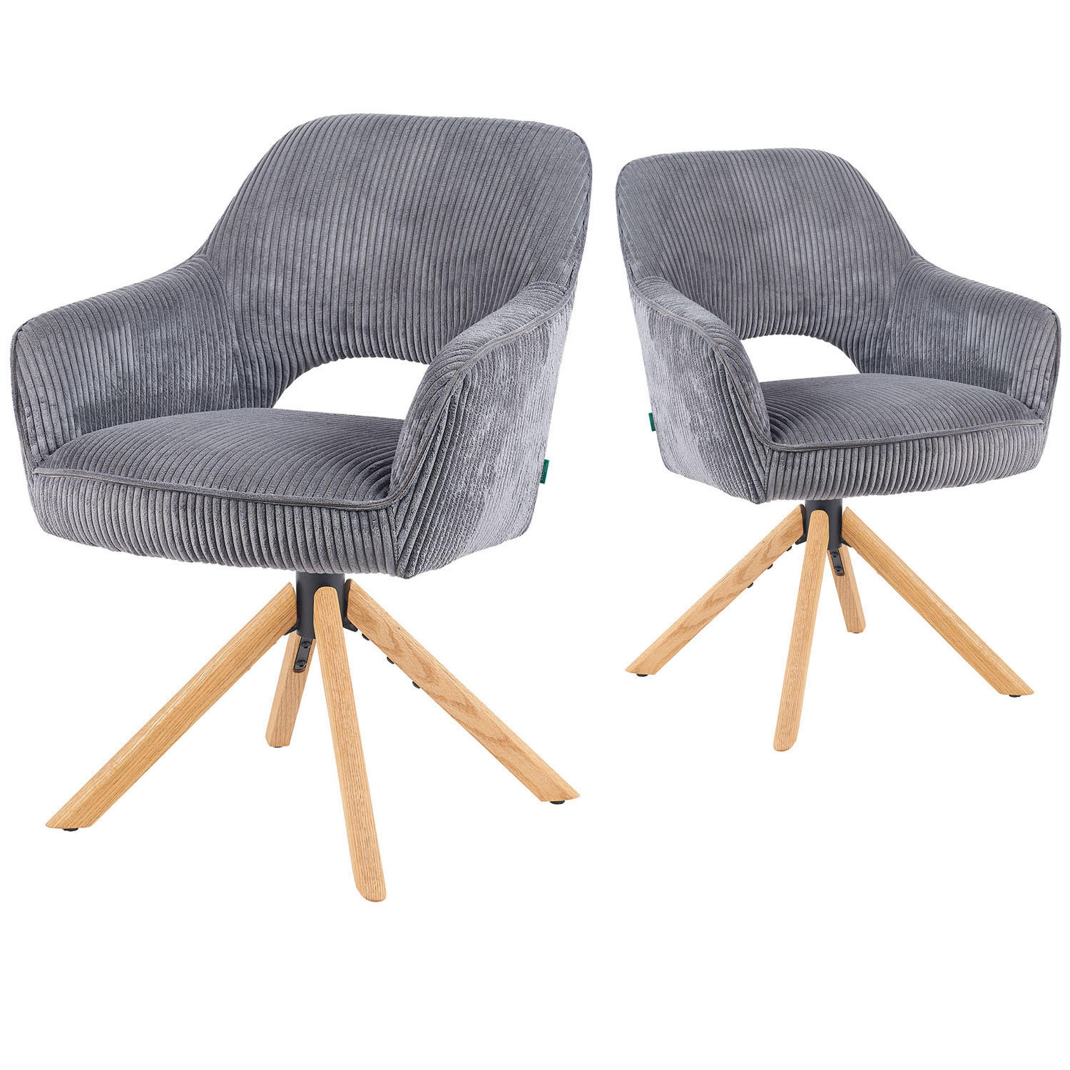DREHSTUHL Mika-Lara - Honigeiche/Grau, Eichenholz/Holz (60/87/65cm) - DUBI Möbel
