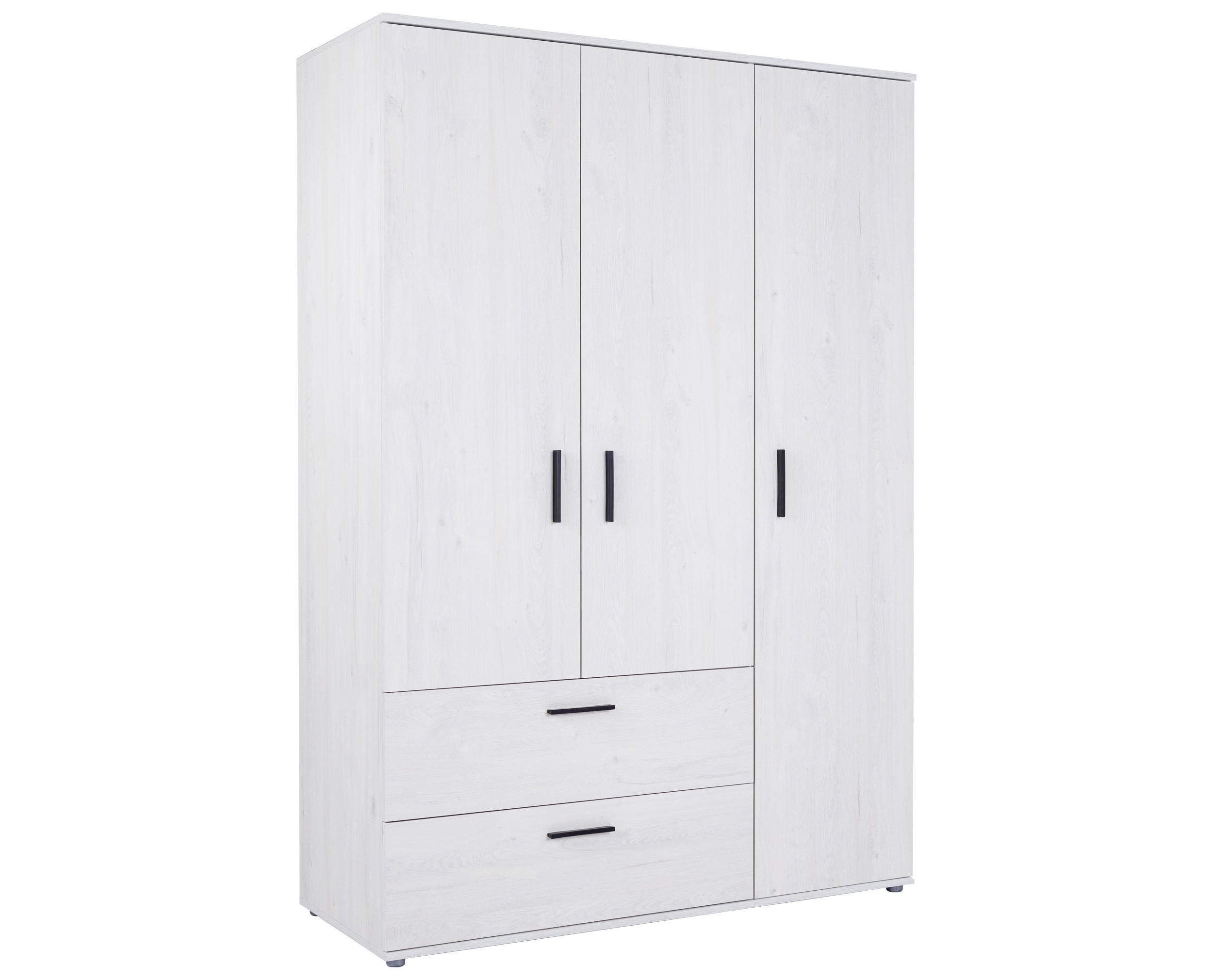 KLEIDERSCHRANK 3-türig Mathea 130/188/51 cm - Eichefarben/Silberfarben, Holzwerkstoff/Kunststoff (130/188/51cm) - arthur berndt