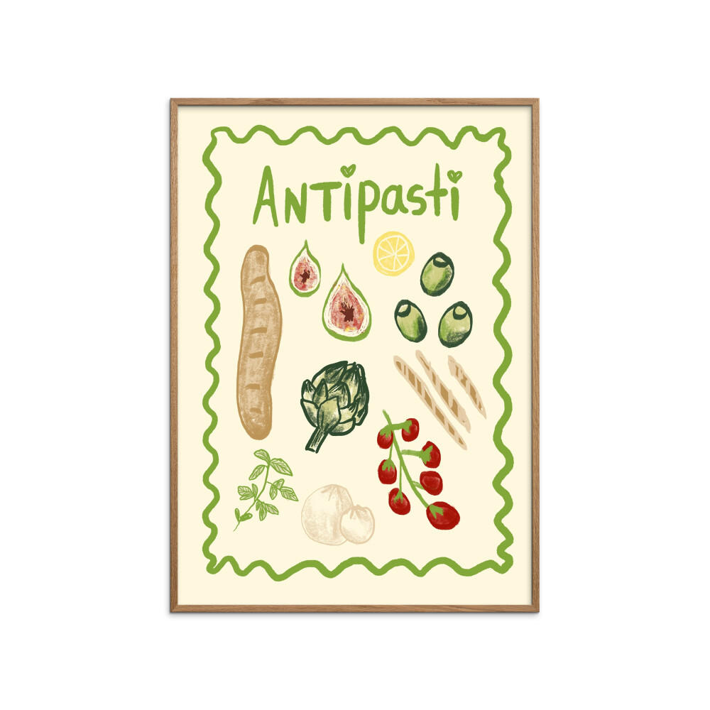 POSTER mit Rahmen Studio Dolci - Antipasti - Eichefarben/Multicolor, Holz/Papier (70/100cm) - Poster&Frame
