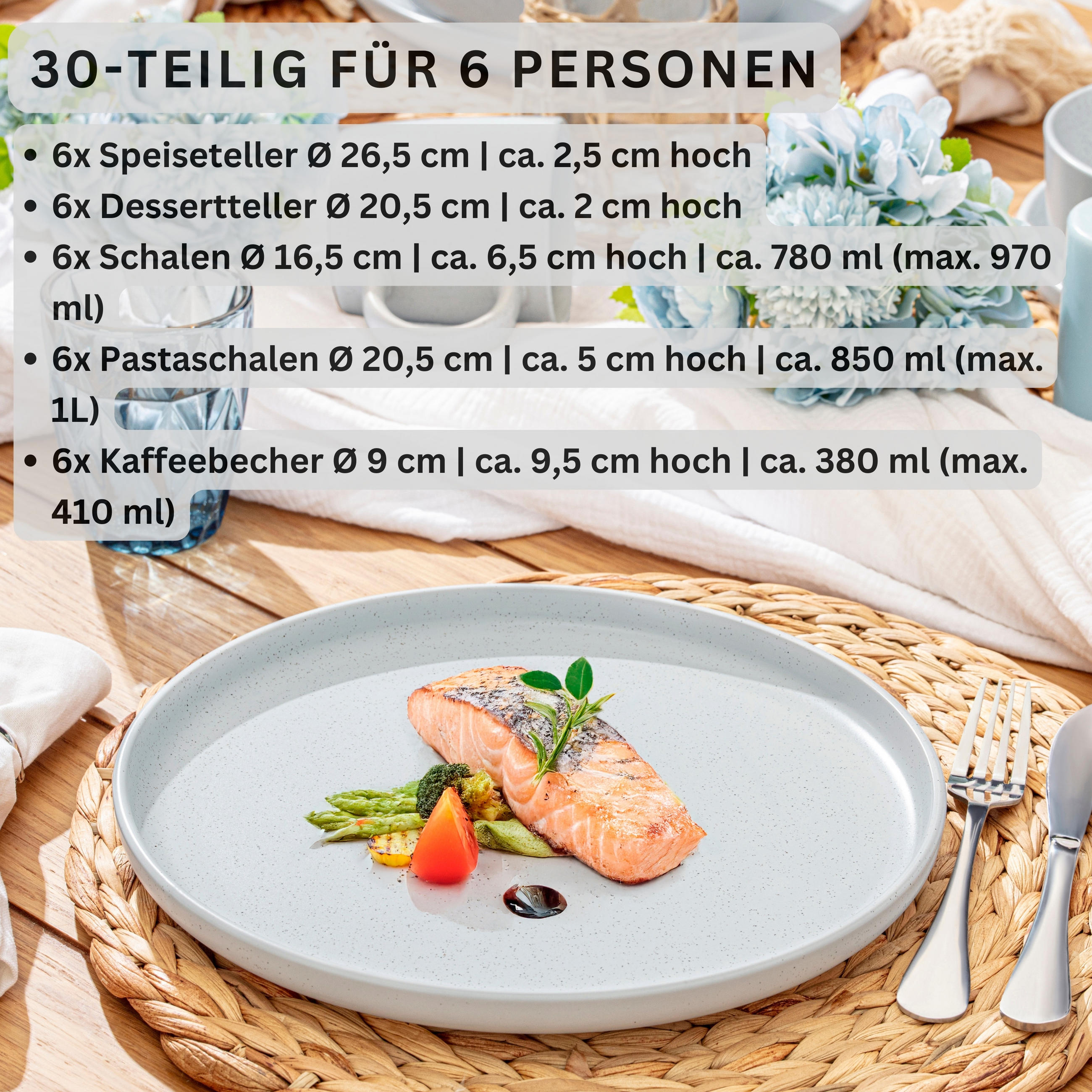 KOMBISERVICE LEEDS FROST - 30 teilig aus Steingut - Weiß, Stein (26.5/9.5/26.5cm) - Sänger