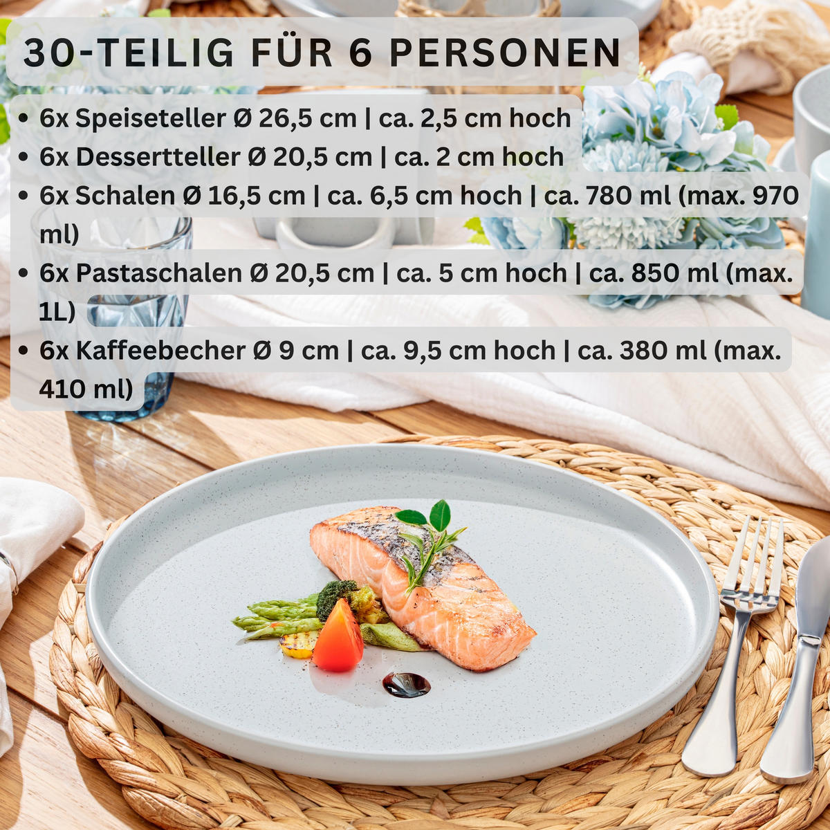 KOMBISERVICE LEEDS FROST - 30 teilig aus Steingut - Weiß, Stein (26.5/9.5/26.5cm) - Sänger