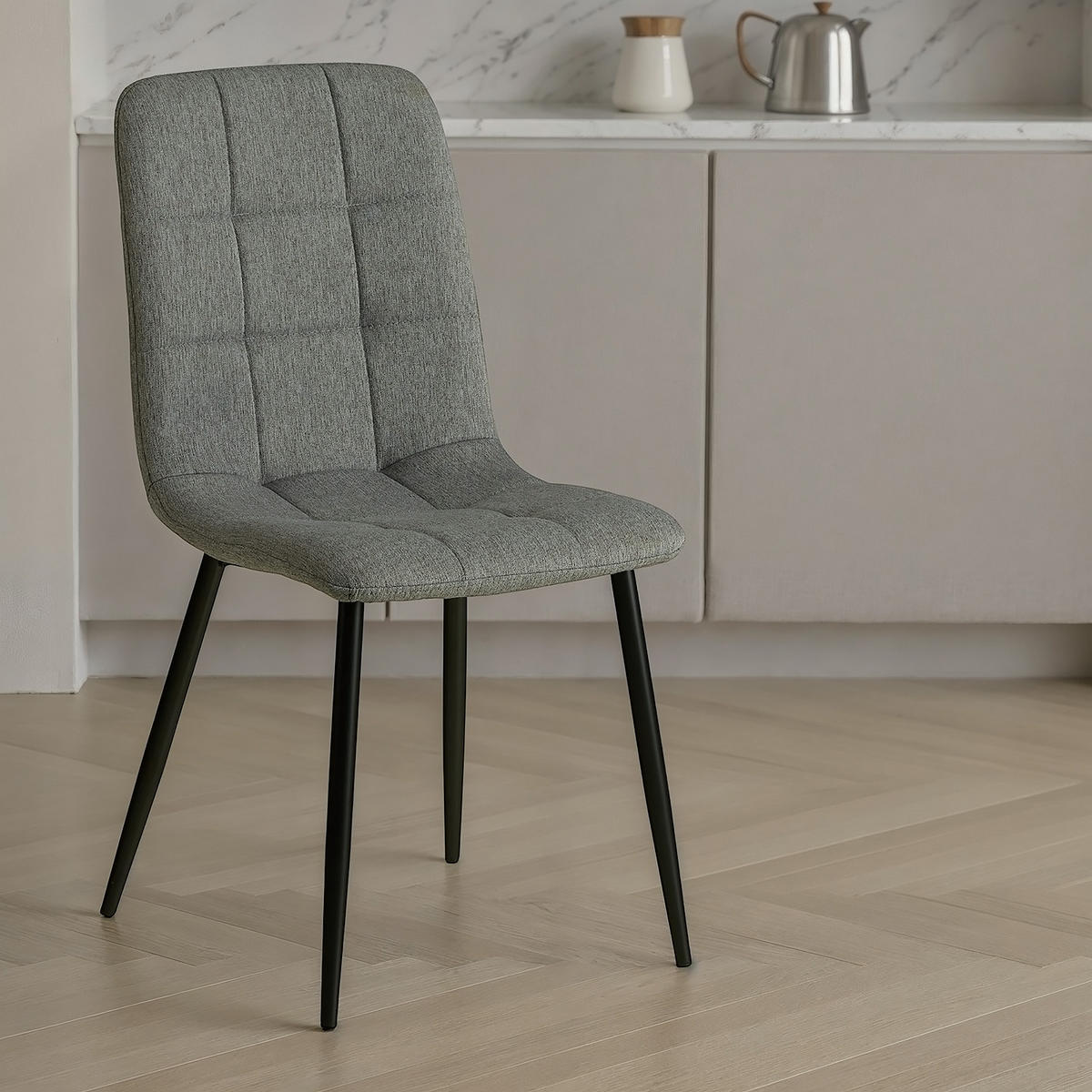 STUHL in Stahl Leinen Grau - Grau, Textil (43/88/50cm) - Homestyle4u