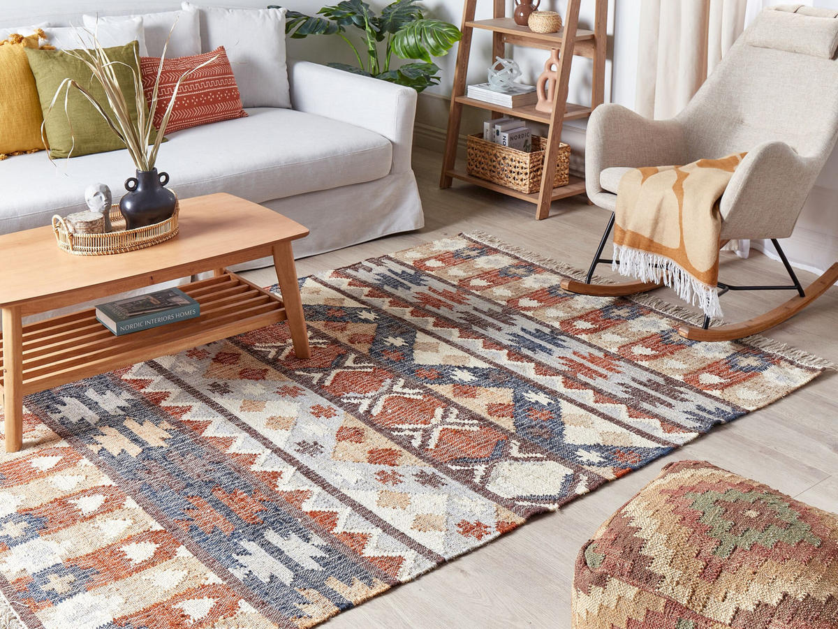 TEPPICH geflochten Kalfa 230/160 cm - Multicolor, Naturmaterialen (160/230cm) - Beliani