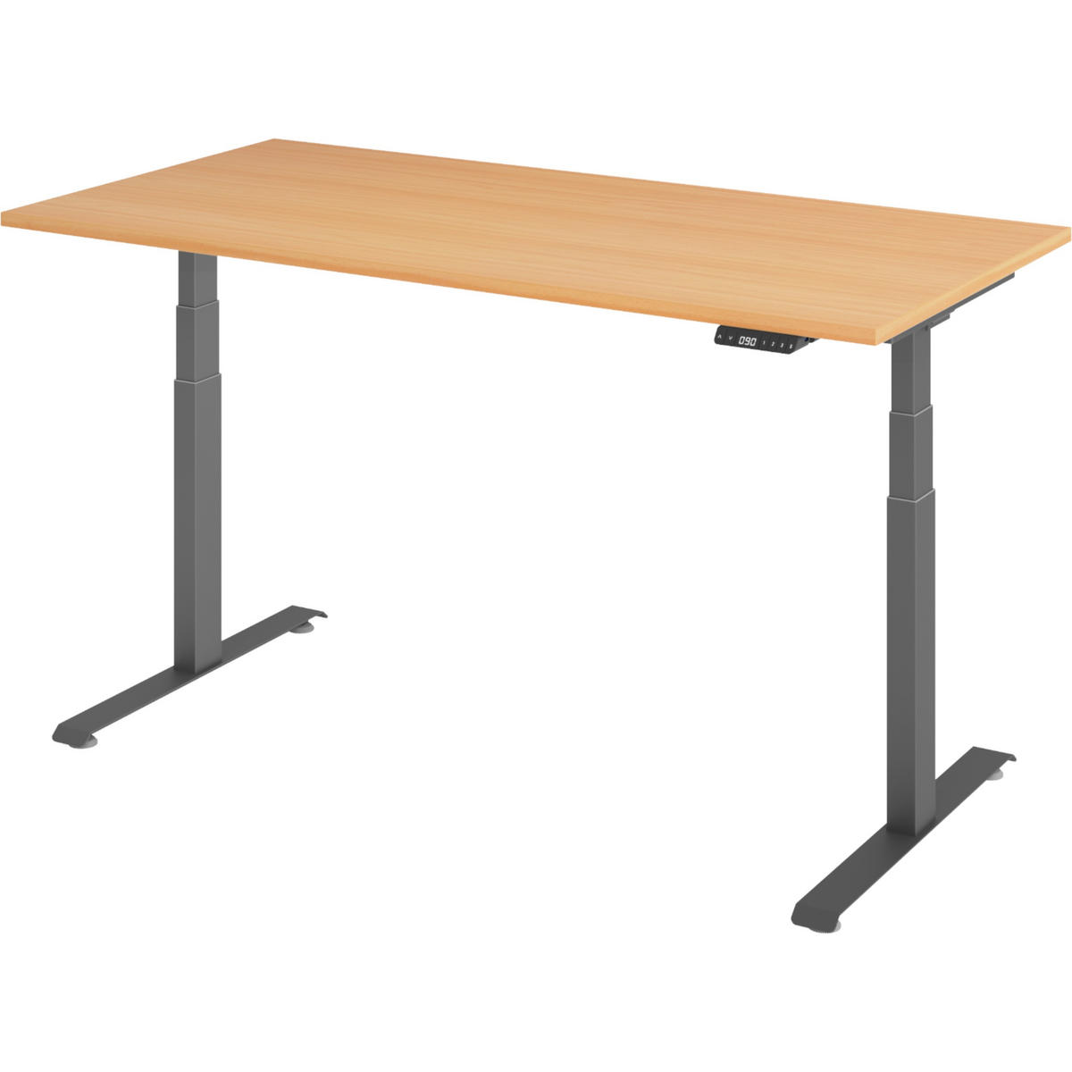 SCHREIBTISCH elektrisch 80/160/74 cm in Buchefarben/Graphitfarben - Buchefarben/Graphitfarben, Holzwerkstoff (80/160/74cm) - bümö