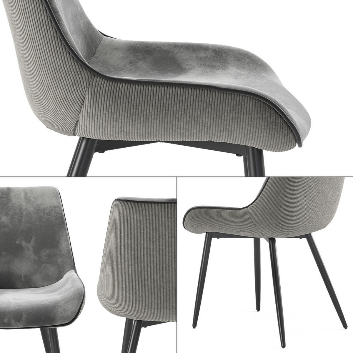 ESSZIMMERSTUHL Eleganza Grau 2er Set - Hellgrau, Metall (53.5/85/59cm) - Vicco