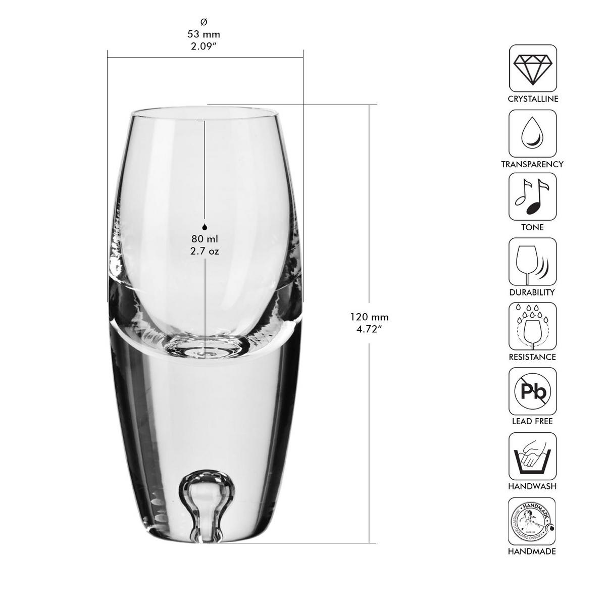 TEQUILAGLÄSER, 6er-Set, 80 ml, Handgemacht - Transparent, Glas (0.08L) - Krosno Glass
