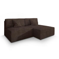 ECKSOFA FIORO P Braun Kordstoff mit Schlaffunktion - Braun, Holz (204/148cm) - MASSENO