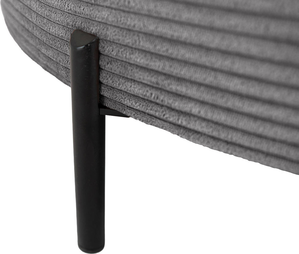 ECKSOFA Hana Loft 3-Sitzer Ecke Rechts, Cordstoff Chenille, Grau 241/80/168 cm - Schwarz/Grau, Textil/Metall (168/241cm) - WFL GROUP