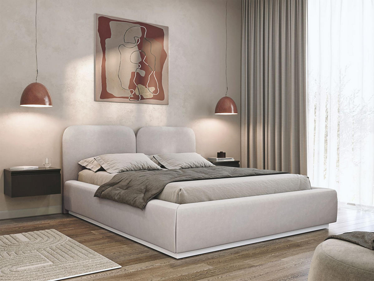 POLSTERBETT Comoves 180x200 Greige mit Veloursbezug - Taupe, Textil (180/200cm) - Selsey