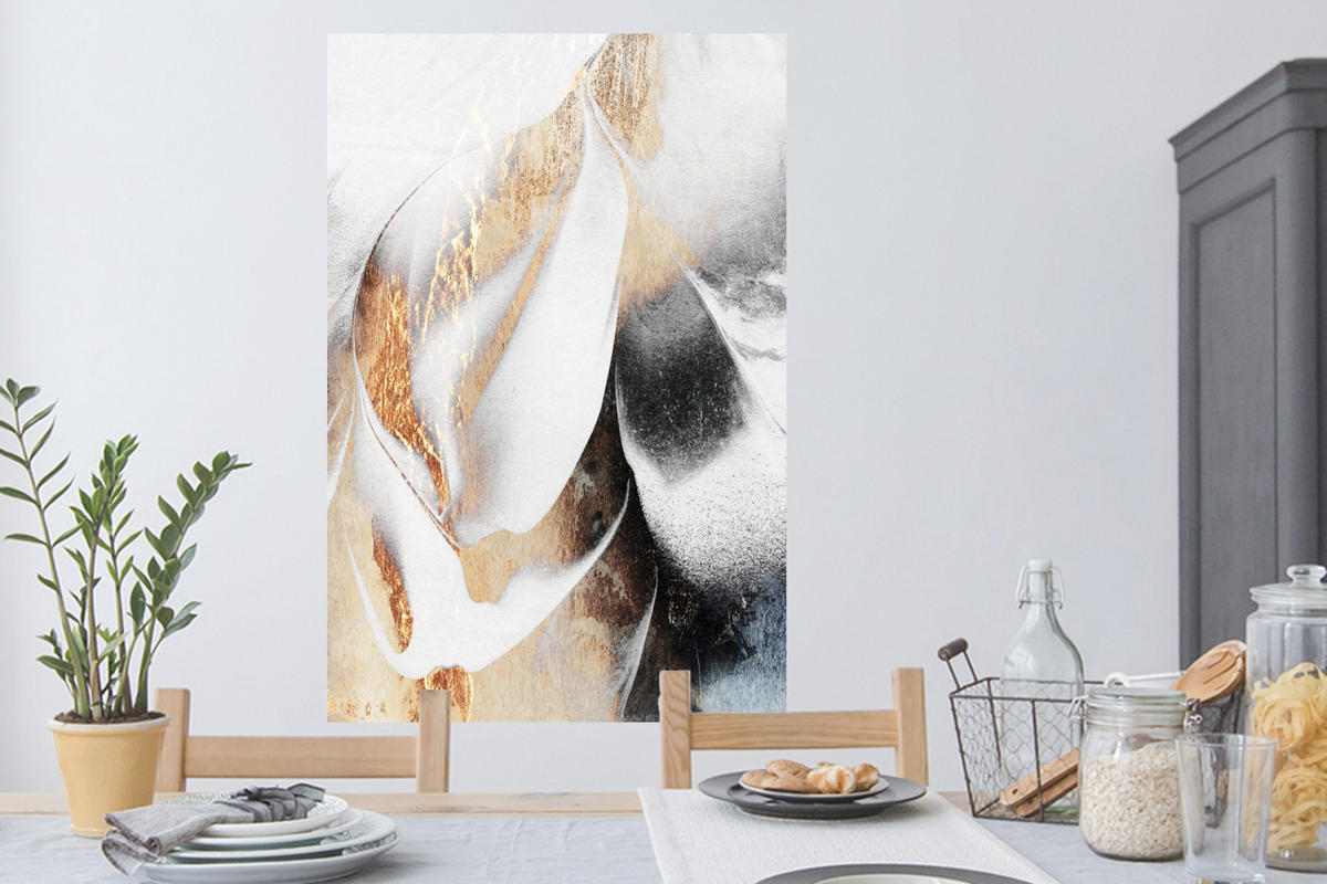 WANDTATTOO Luxus - Abstrakt - Gold - Weiß 80x120 cm - Goldfarben, Kunststoff (80/120/0.1cm) - MuchoWow