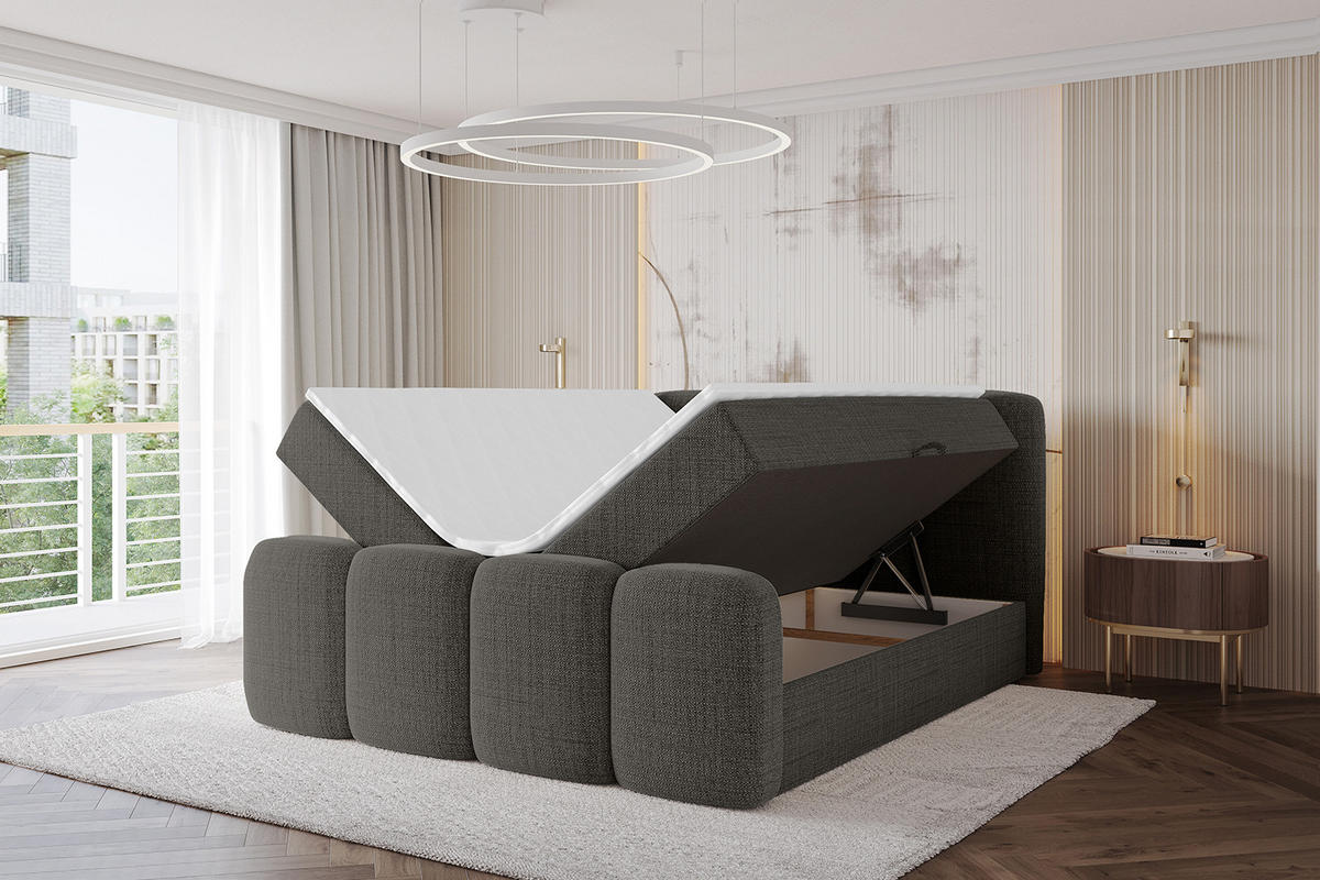 AMERICKÁ postel s matrací H4 a lamelovým roštem – NINA-Z – 120 × 200 cm – šedá - šedá, kompozitní dřevo (120/200cm) - ALTDECOR
