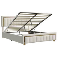 POLSTERBETT 160x200 cm Cremeweiß mit hydraulischem Stauraum, Lattenrost - Weiß, Holz/Metall (160/200cm) - PARAFTA HOME