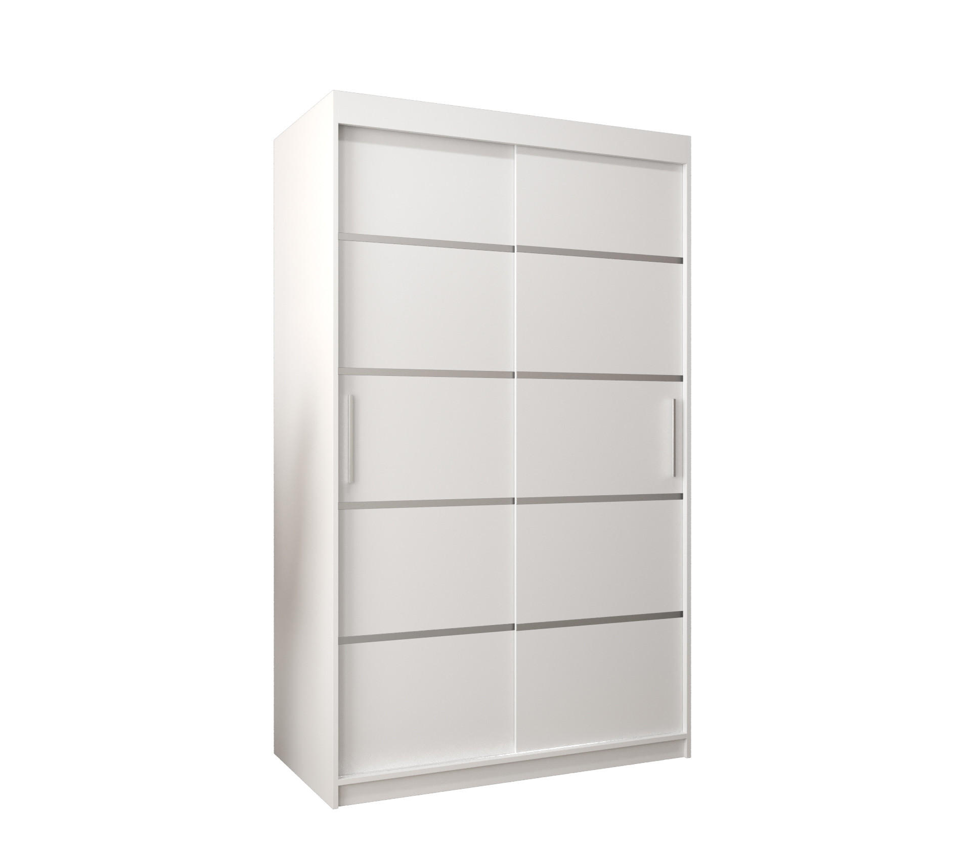 Abiks Möbel Schwebetürenschrank Weiß, Silber 120x200x62 cm