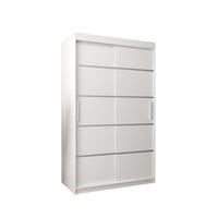 SCHWEBETÜRENSCHRANK 200/120/62 2-türig - Silberfarben/Weiß, Holz/Kunststoff (120/200/62cm) - Abiks Möbel