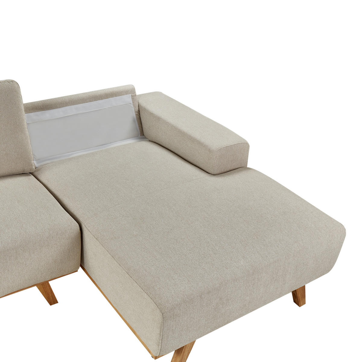 ROHOVÁ POHOVKA 3-místná Látka Béžová levostranná Nora - béžová, textil (279/150cm) - Beliani