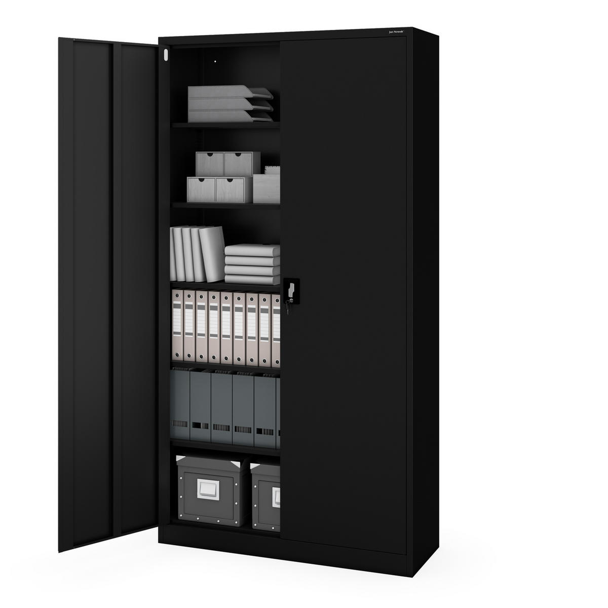 AKTENSCHRANK Jan II 220 - Schwarz, Metall (115/220/40cm) - Jan Nowak