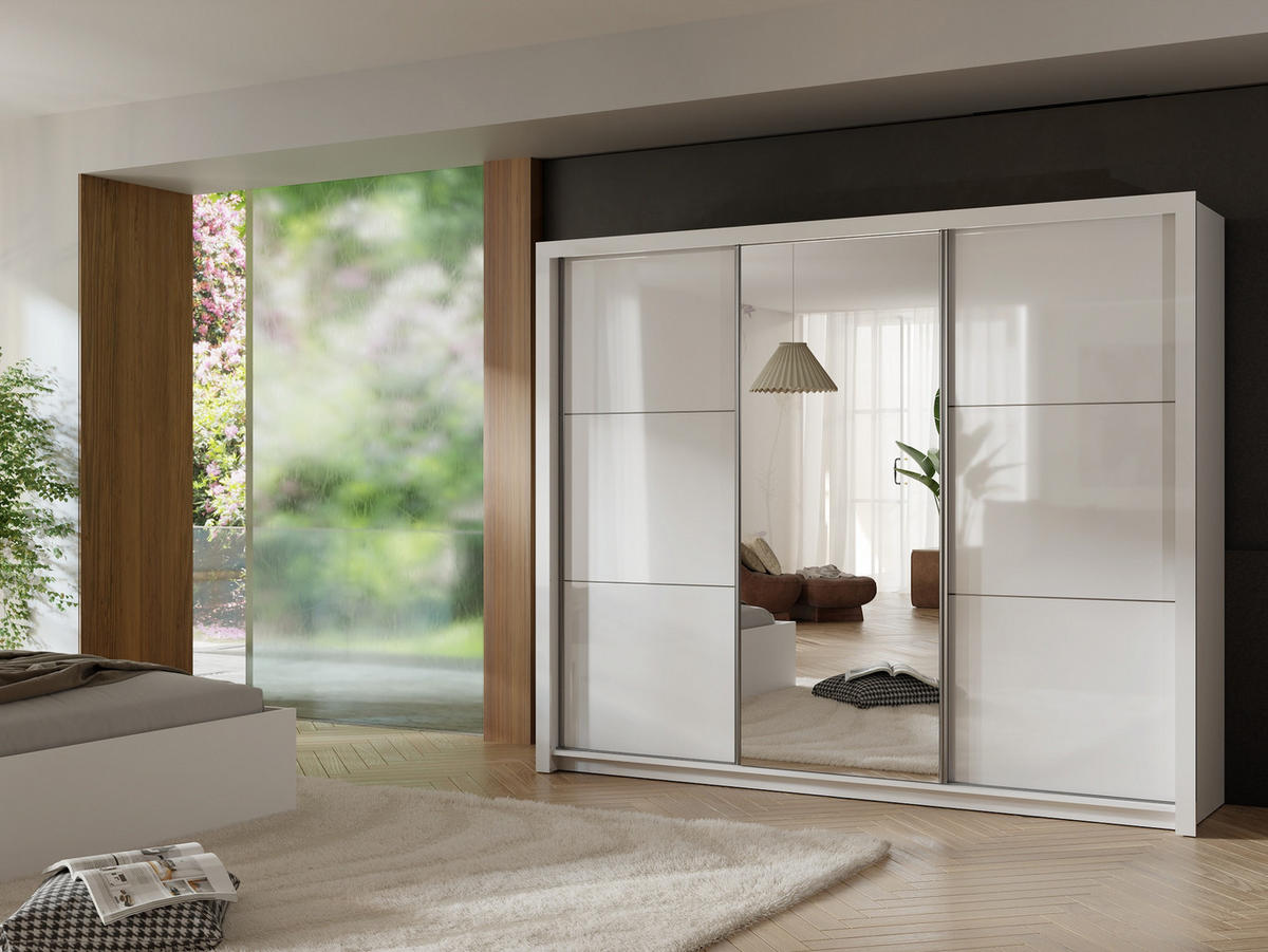 KLEIDERSCHRANK Weiß Hochglanz 252/213/67 - Weiß Hochglanz, Holzwerkstoff (252/213/67cm) - RAUMHIRSCH FURNITURE
