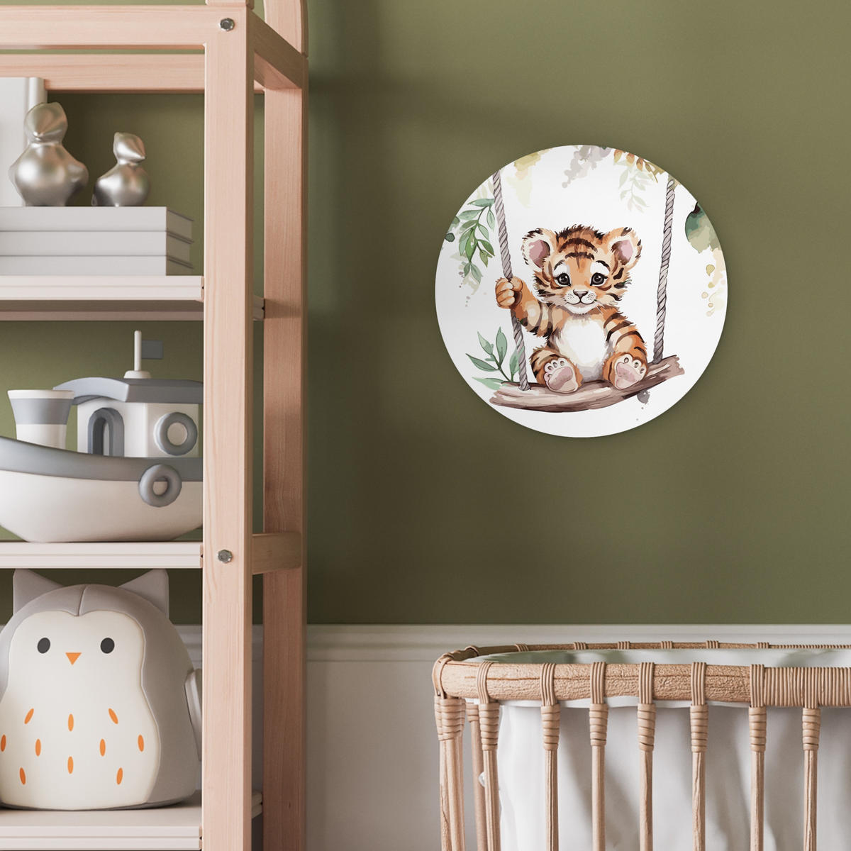 WANDBILD Tiger - Tier - Kinder - Dschungel Deko Wohnzimmer 30x30 cm - Dunkelorange, Kunststoff (30/30cm) - MuchoWow
