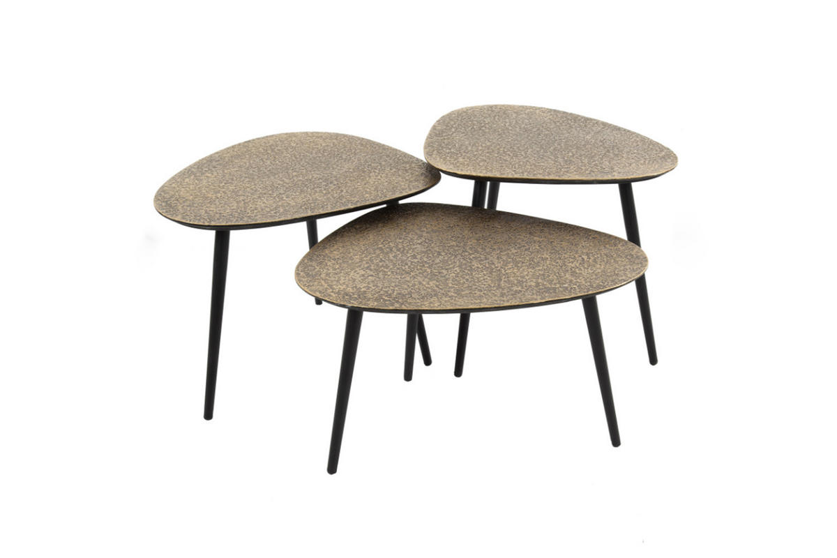 COUCHTISCH-SET LAUCA Bronze Metall - Schwarz/Bronzefarben, Metall (54/48/43cm) - KAWOLA