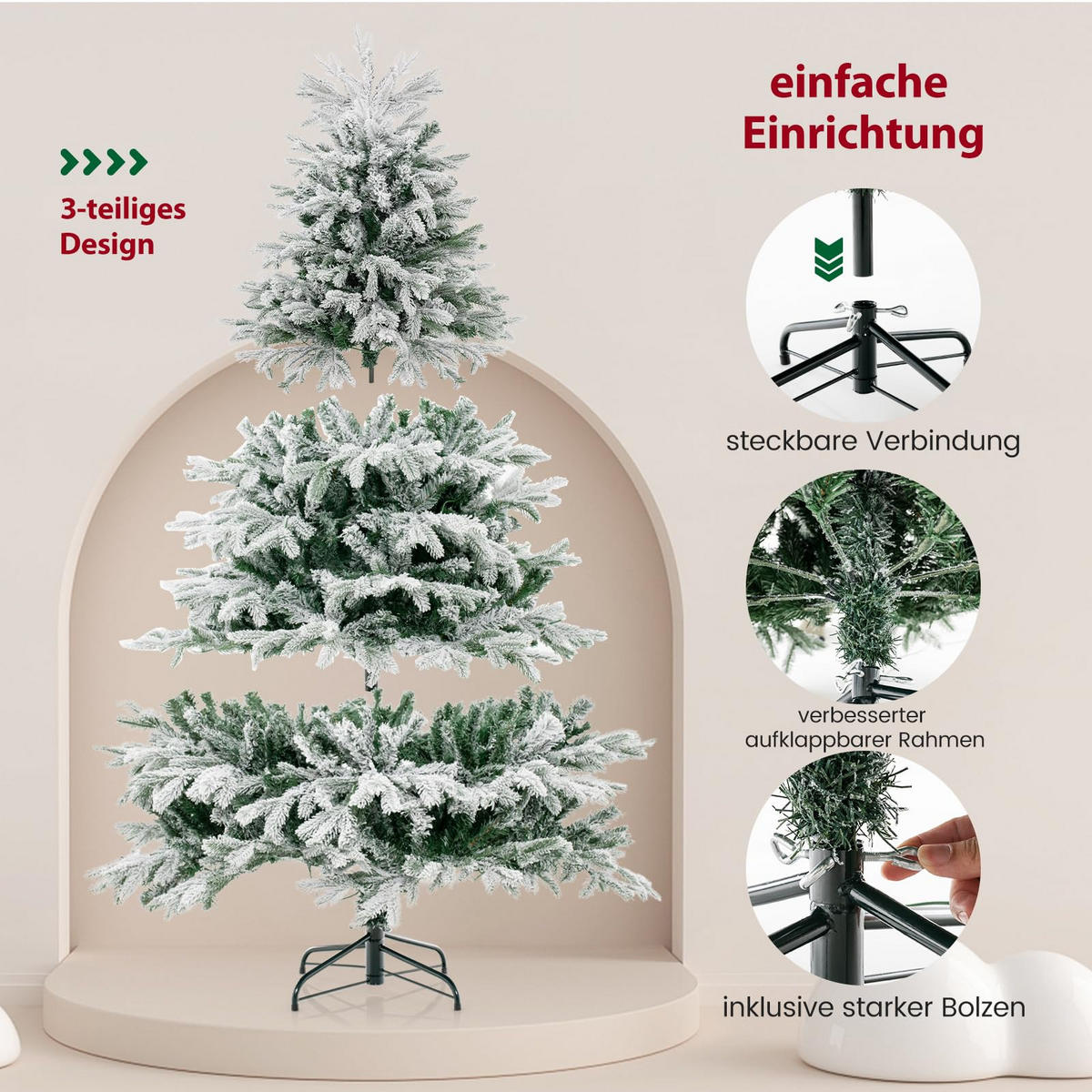 WEIHNACHTSBAUM mit 350 warmweissen LED-Lichtern 180cm Grün - Grün, Metall (180cm) - COSTWAY