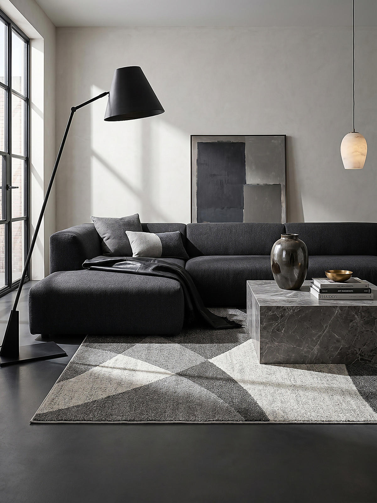 TEPPICH Niederflor Abstrakt THUR Polypropylen Grau 120 x 160 cm - Grau, Textil (120/160cm) - KADIMA DESIGN