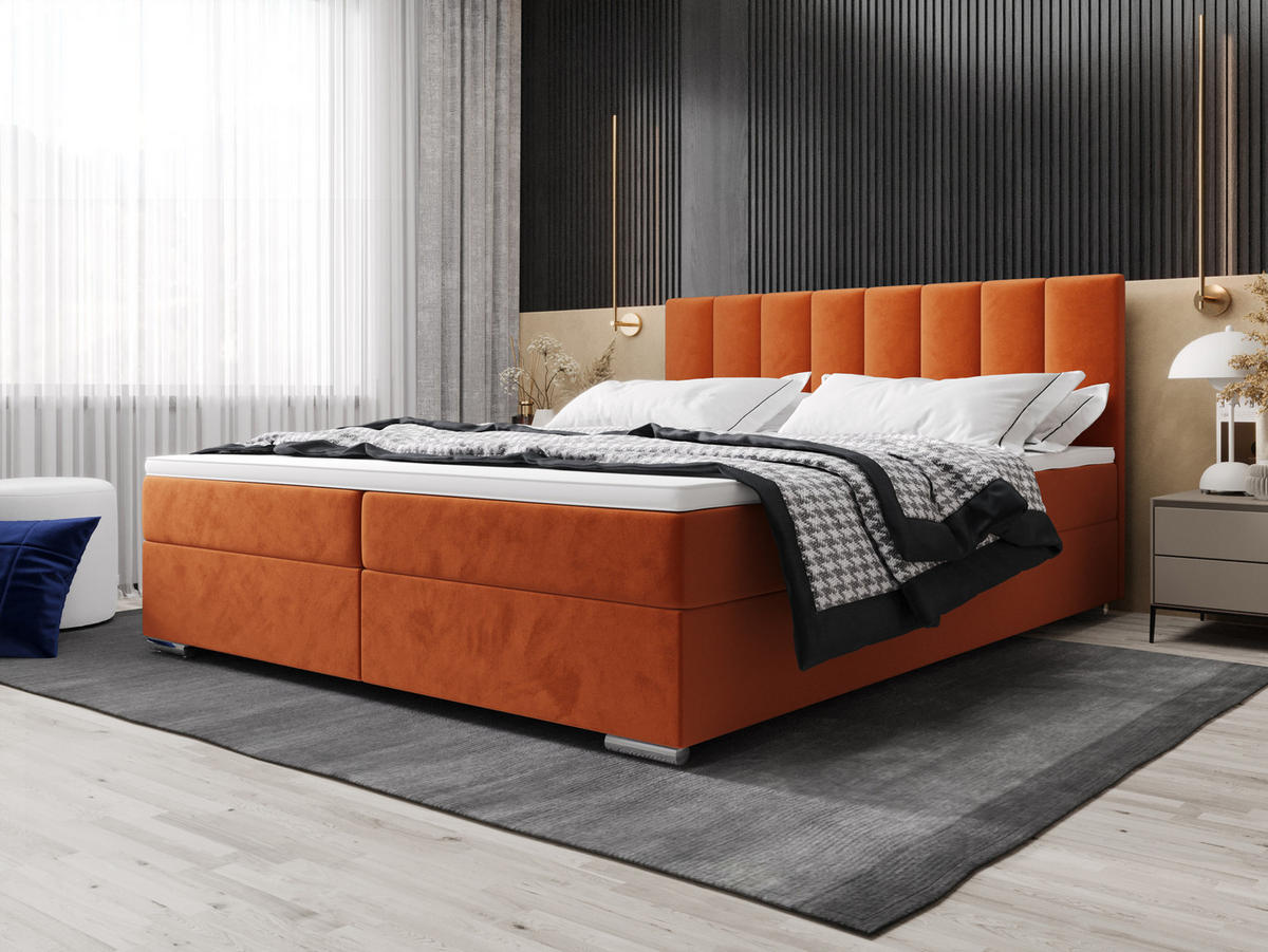 BOXBETT ZILANO 2 mit Matratze H3 und Topper 140x200 Itaka 1 - Braun, Holz/Textil (140/200cm) - Bedante