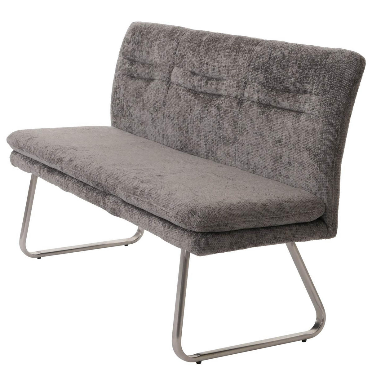 SITZBANK 90x160x58cm Sitzhöhe 50cm Lehne Stoff/Textil Chenille Edelstahl gebürstet 160cm Dunkelgrau - Dunkelgrau, Textil (160/90/58cm) - BERLINLODGE