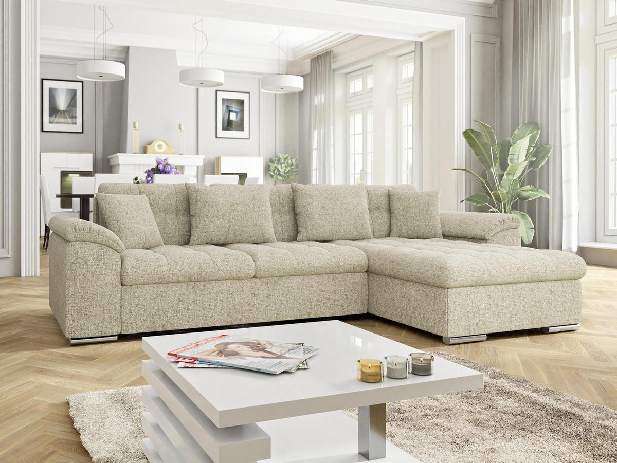 ECKSOFA Diana Premium, Seite: Rechts - Sandfarben, Holz/Textil (280/160cm) - MIRJAN24